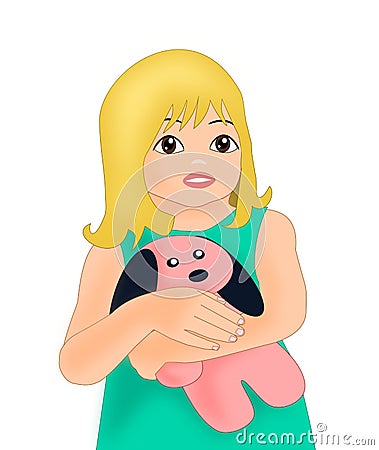 Girl with Toy Dog Stock Photo