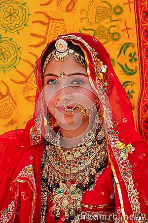 Girl in traditional dress taking part in Desert Festival, Jaisalmer, India Editorial Stock Photo