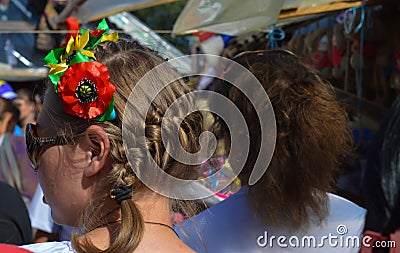 Girl in traditional Ukrainian wreath Editorial Stock Photo