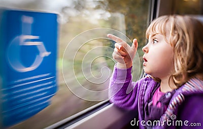 Girl in a train Stock Photo