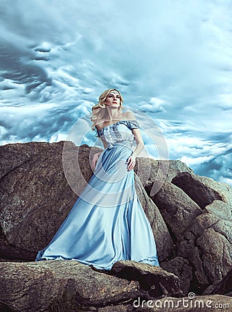 The girl in transparent dress Stock Photo