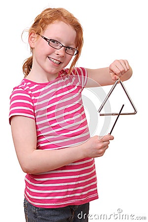 Girl with triangle Stock Photo