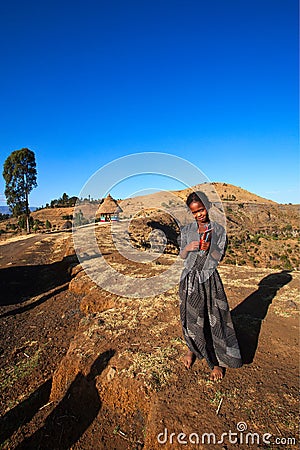 Girl of the tribe Dorze, near Arba Minch in southern Ethiopia. P Editorial Stock Photo