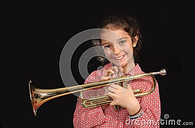 Girl with trumpet Stock Photo