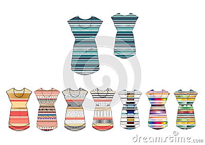 Girl tunic all over print and yarn dyed dress design Stock Photo