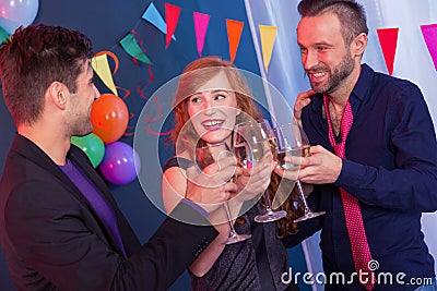 Girl and two men Stock Photo