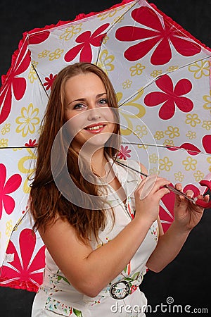 Girl with umbrella Stock Photo