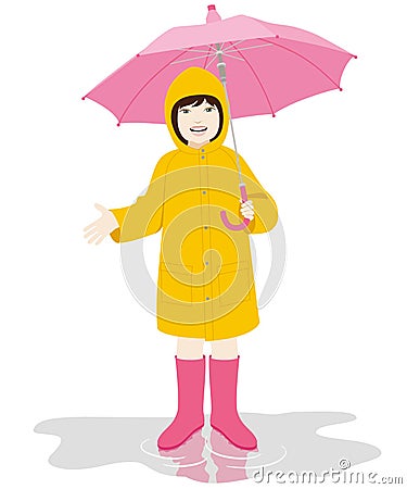 Girl with umbrella Vector Illustration