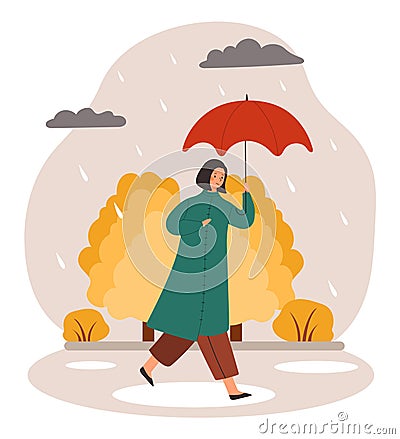 Girl with umbrella concept Vector Illustration