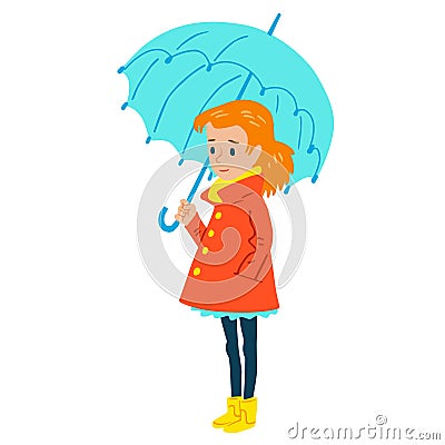 Girl with umbrella Vector Illustration