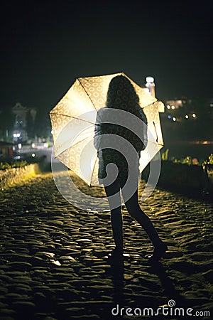 Girl with umbrella Stock Photo