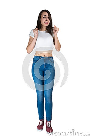 The girl is very embarrassed Stock Photo