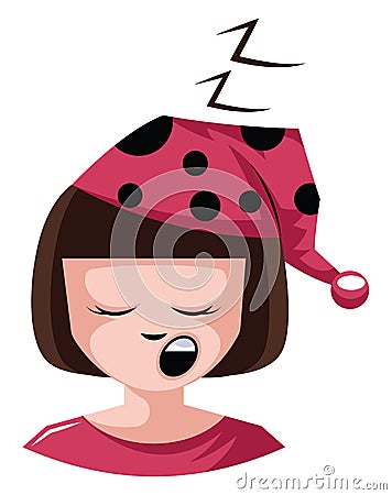 Girl is very sleepy ready for bed illustration vector Vector Illustration