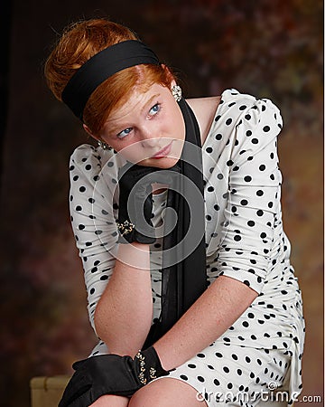 Girl in vintage clothes Stock Photo