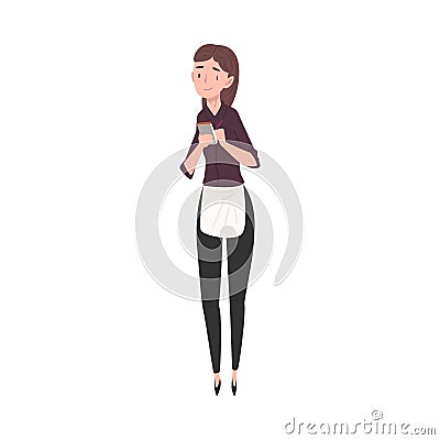 Girl Waitress Character Making Notes, Restaurant or Cafe Worker in Uniform Vector Illustration Vector Illustration