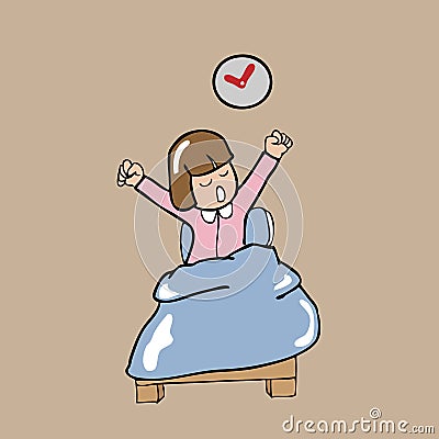 Girl wake up late Vector Illustration