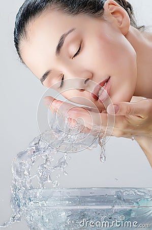 Girl is washing Stock Photo