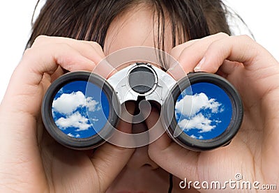 Girl Watching Clouds Stock Photo