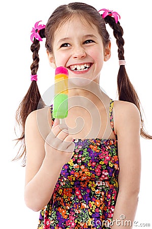 Girl with water ice cream Stock Photo