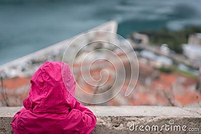 Admiring Kotor town and bay Stock Photo