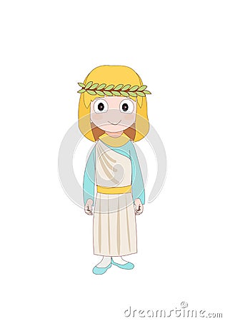 Girl wearing Ancient Rome costume for school history. Vector illustration Vector Illustration