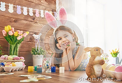 Girl wearing bunny ears Stock Photo