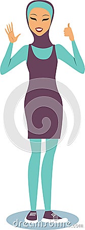 Girl wearing burqini Vector Illustration