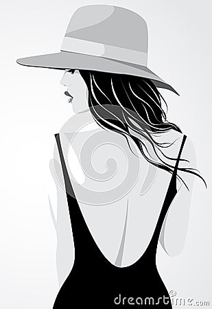 Girl wearing hat Vector Illustration