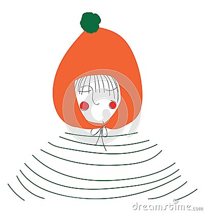 A girl wearing an orange winter hat vector or color illustration Vector Illustration