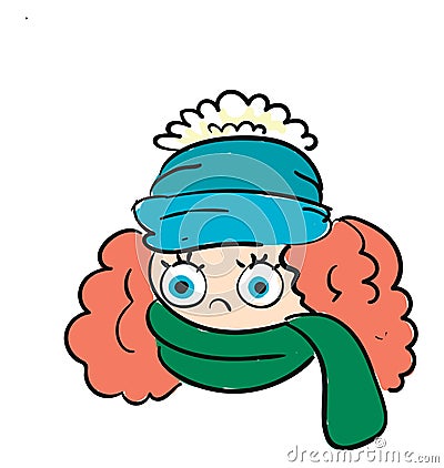 A girl wearing an orange winter hat vector or color illustration Vector Illustration