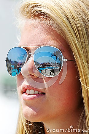 Girl wearing sunglasses Stock Photo