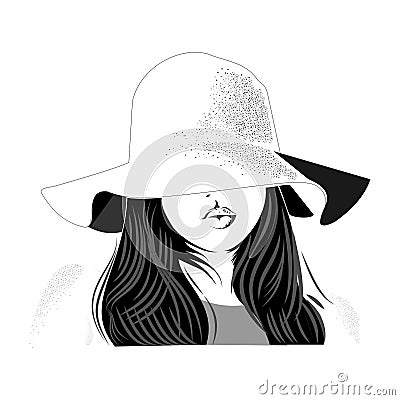 girl wears a hat Vector Illustration