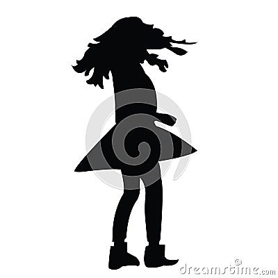 A girl whirling body silhouette vector Vector Illustration