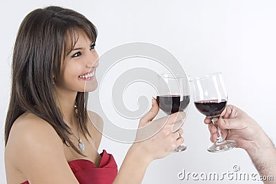 Girl and wine Stock Photo