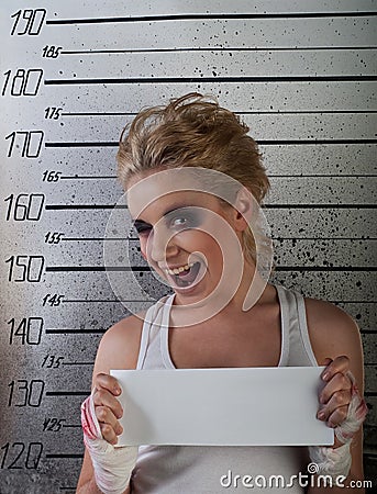 Girl wink in prison Stock Photo