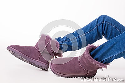 Girl in winter boots. Stock Photo