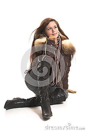 The girl in winter clothes Stock Photo