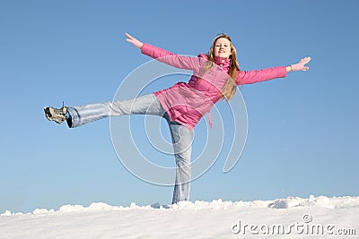 Girl winter snow Stock Photo