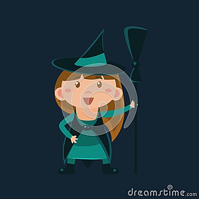 Girl In Wizard Of Oz Witch Disguise Vector Illustration