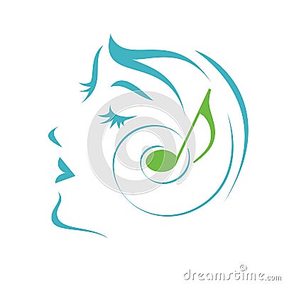 Girl Woman Face listening music vector illustration Vector Illustration