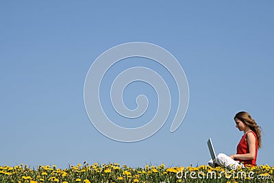 Girl working with laptop Stock Photo