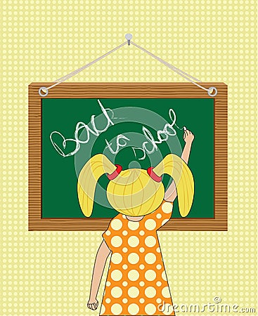 girl writing back to school cartoon vector