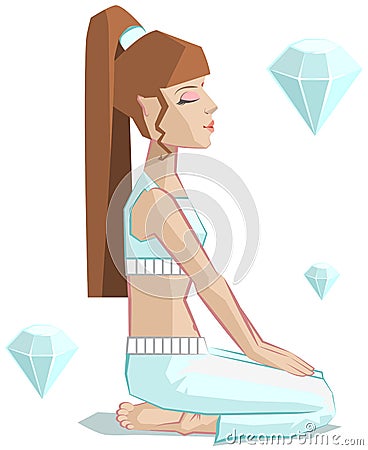 Girl yoga. Vajrasana Vector Illustration