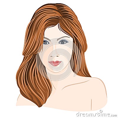 Girl young light brown hair woman with grey eyes Vector Illustration