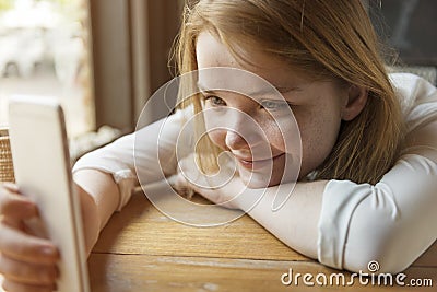 Girl Young Taking Picture Concept Stock Photo