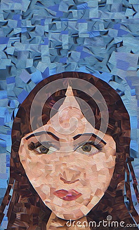Girl young woman mosaic painting pretty Stock Photo