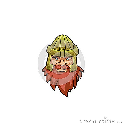 The dwarf`s head in a Golden helmet Vector Illustration