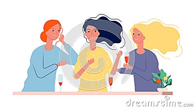 Girlfriends. Women meeting in cafe or restaurant. Female evening, girls talking, gossip and laughing vector illustration Vector Illustration