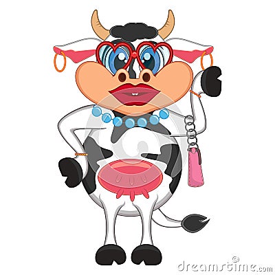 Girlie cow cartoon Vector Illustration