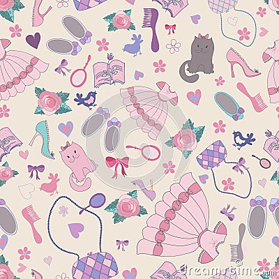 Girlish seamless patten Cartoon Illustration